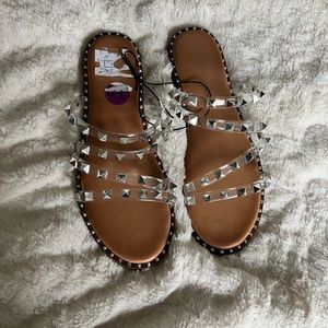 MADDEN GIRL slide sandal clear strap size 6.5